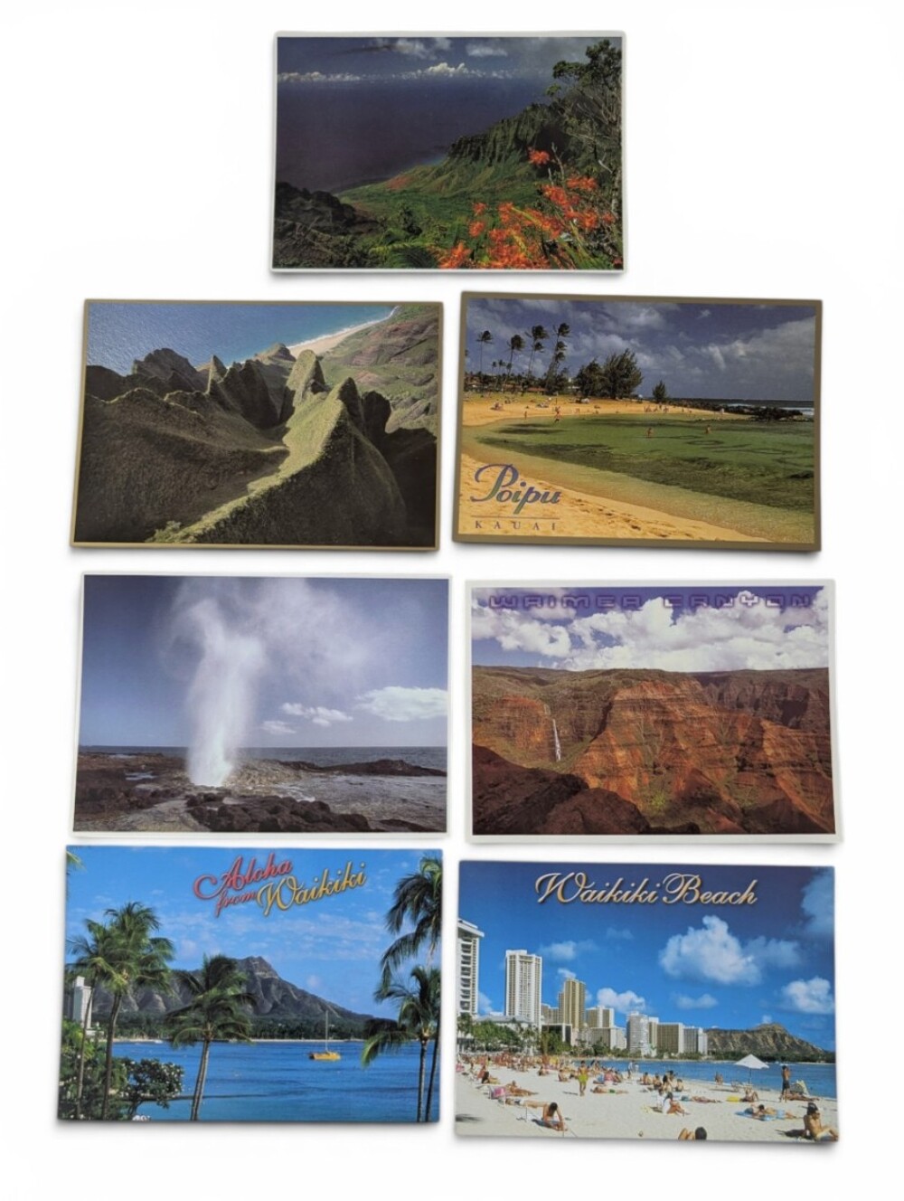 VINTAGE Hawaiian Postcard Prints Set 7 Tropical Beach Landscapes